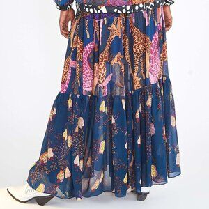Farm Rio Blue Jungle Maxi Skirt - Size Small, Brand New with Tags